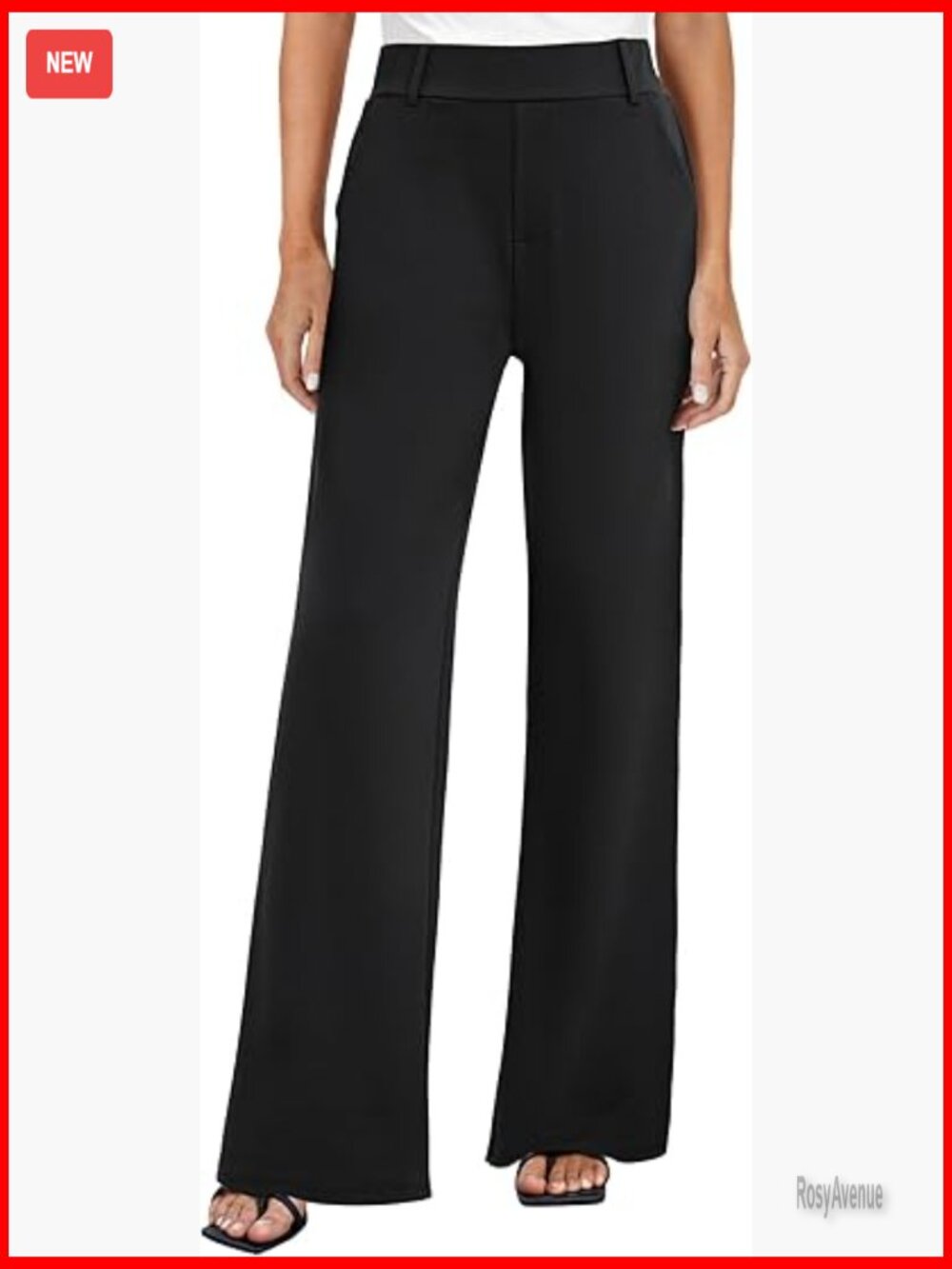 High Waisted Wide Leg Work Pants Stretchy Pull On with Pockets